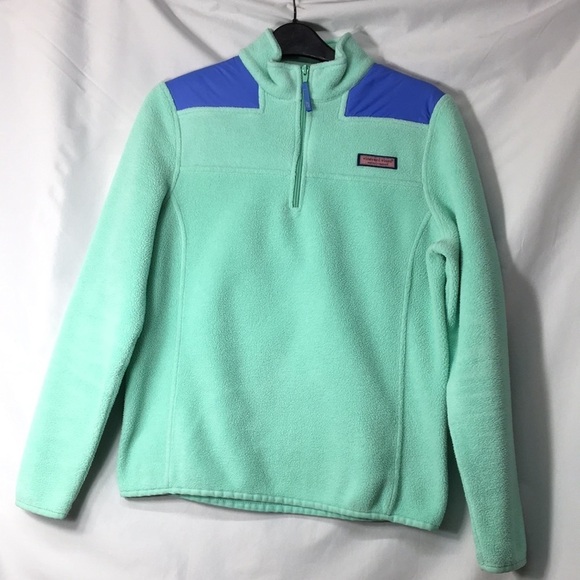 Vineyard Vines Tops - Vineyard Vines Women’s Mint and Blue Half-Zip Fleece Sweatshirt Size XS Like-NEW